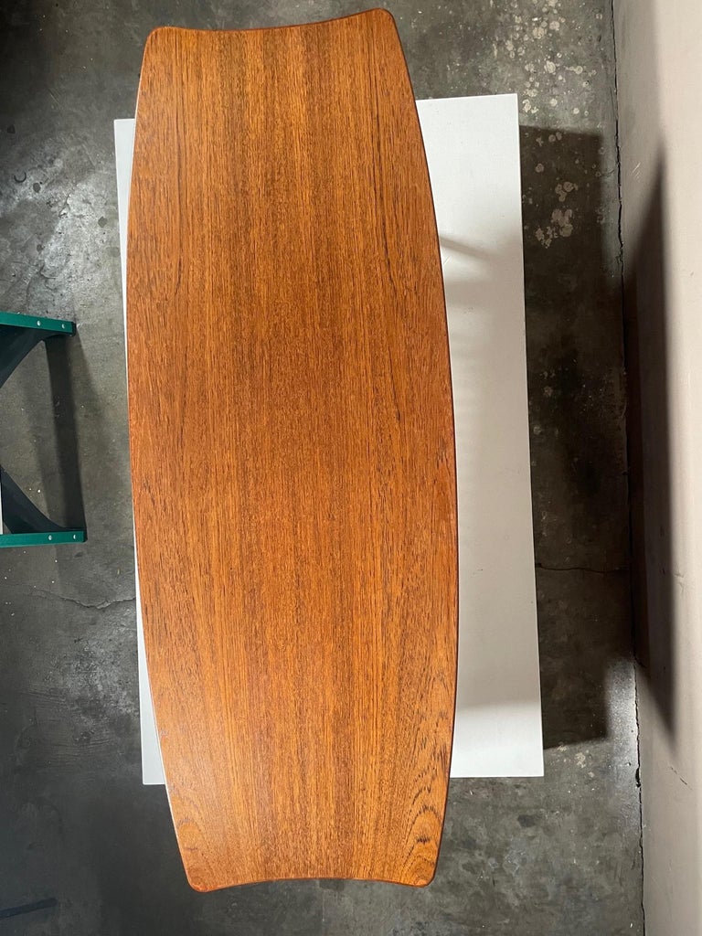 Danish Surfboard Coffee Table by Kurt Ostervig, ca' 1950's For Sale 3