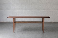 ‘Surfboard’ Coffee table in Teak wood with Magazine shelf, Dutch design, 1960’s