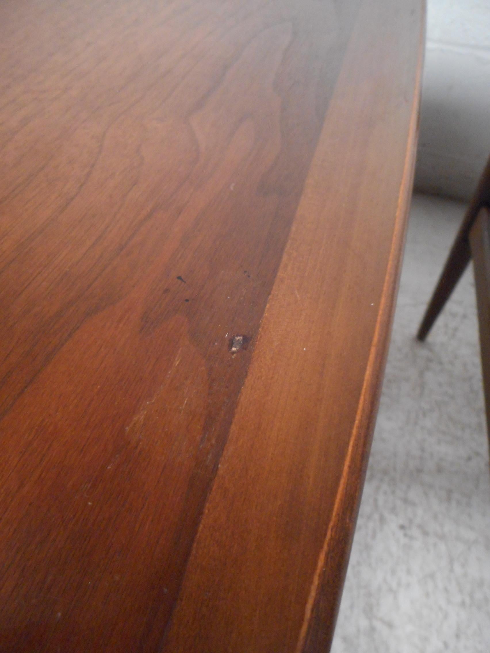 Walnut Surfboard End Tables by Bassett Furniture Co., a Pair