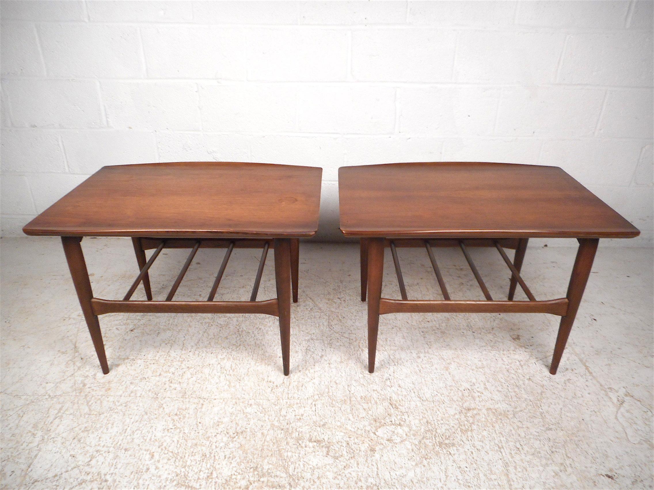 Mid-Century Modern Surfboard End Tables by Bassett Furniture Co., a Pair