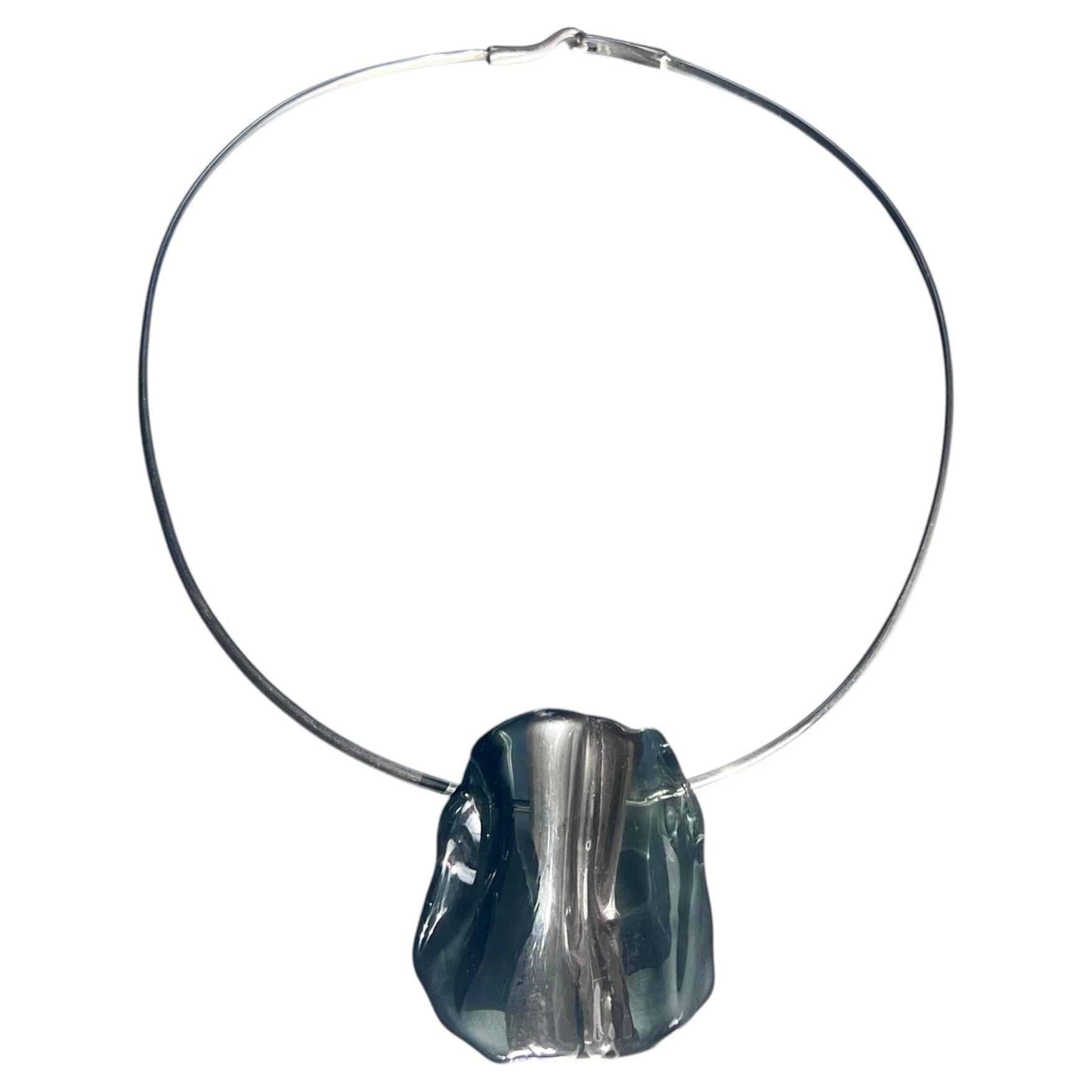 Surge CB Choker Necklace in Platinum, Sterling Silver & Glass by Noriko Herron