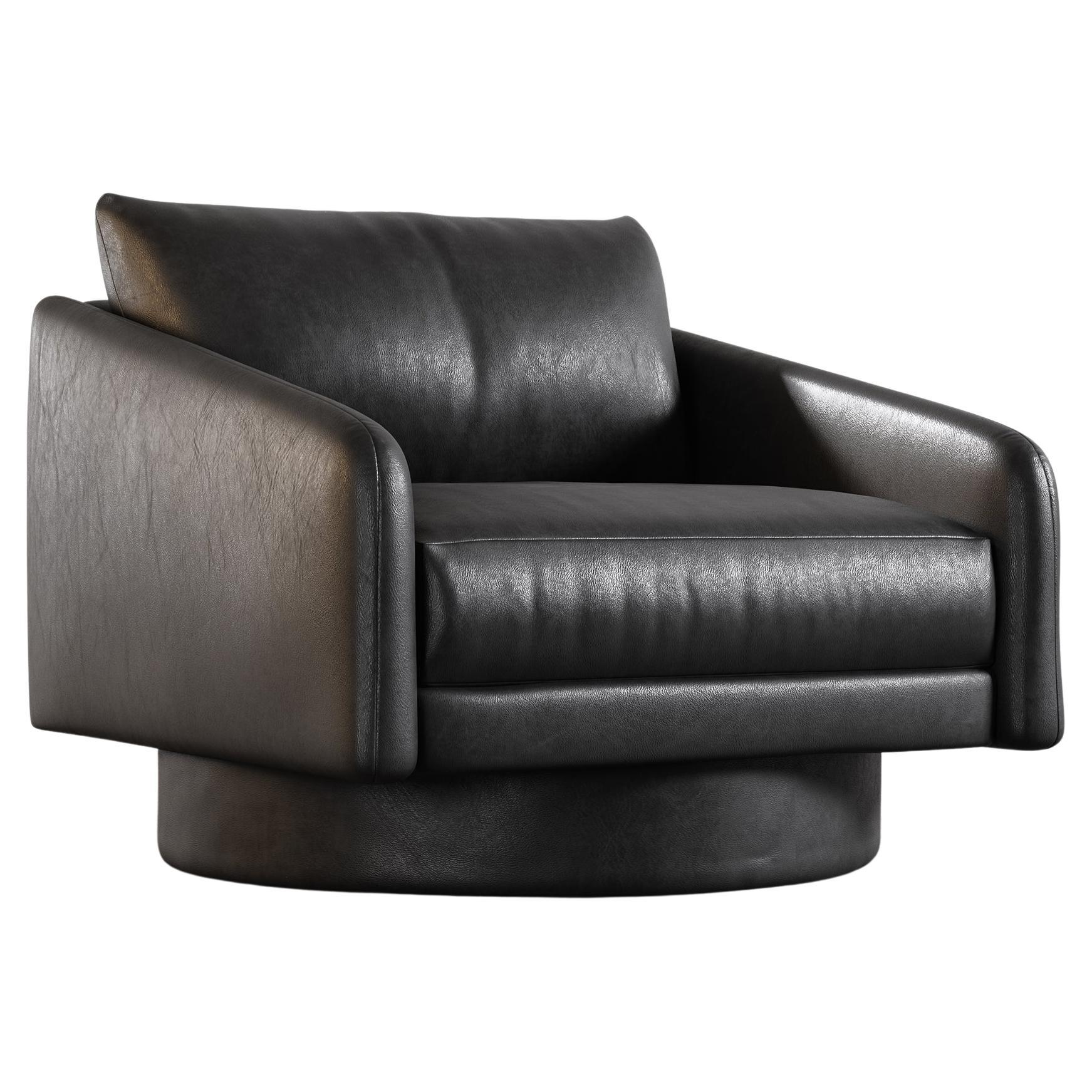 SURGE LOUNGE CHAIR - Modern Design in Faux Lambskin Black