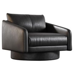 CHAISE SURGE LOUNGE - Design moderne en fausse peau d'agneau noir