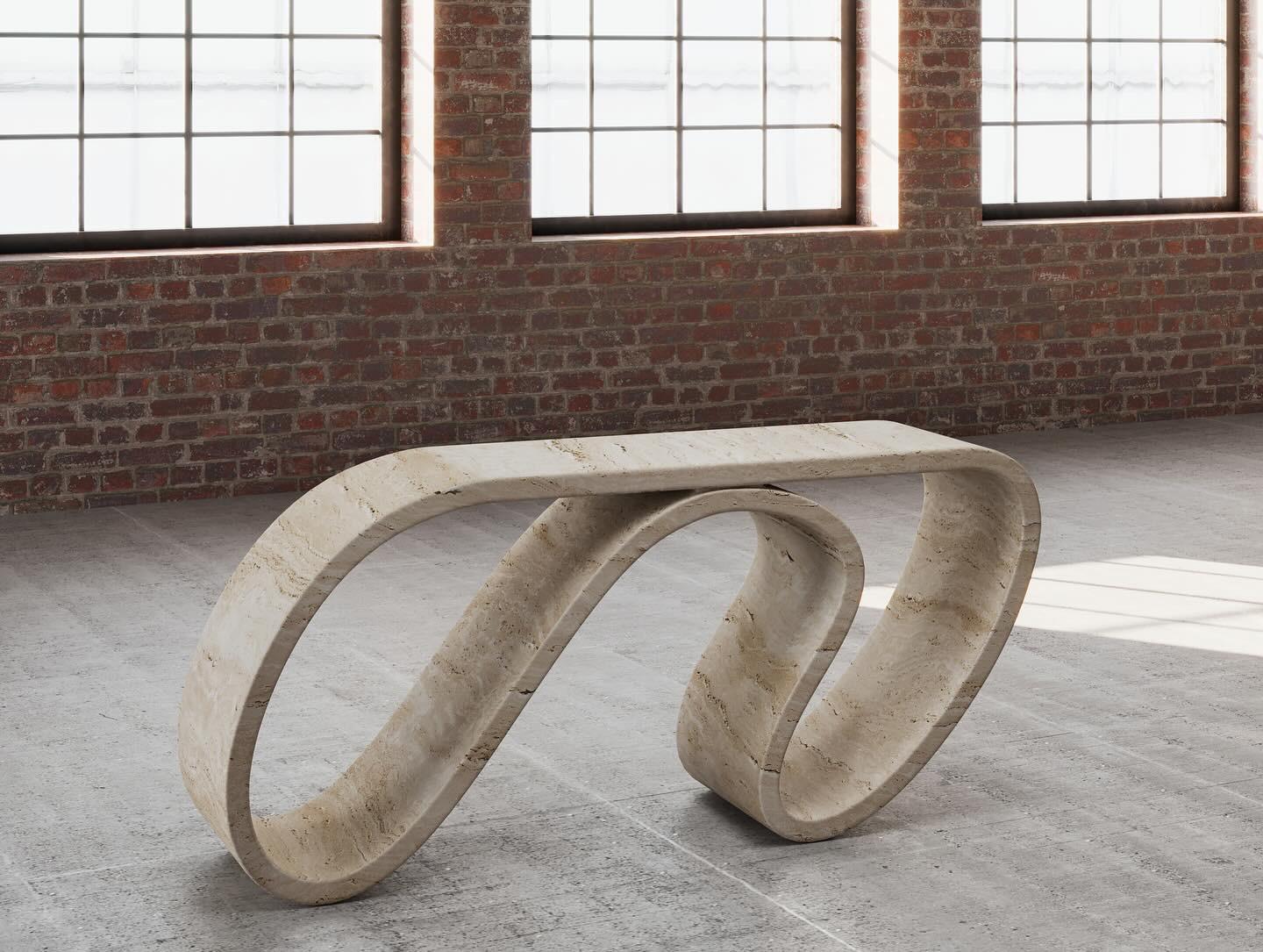 Modern Surge Console In Travertine by Neal Aronowitz For Sale