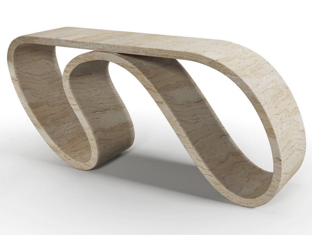 Surge Console In Travertine by Neal Aronowitz In New Condition For Sale In Portland, OR