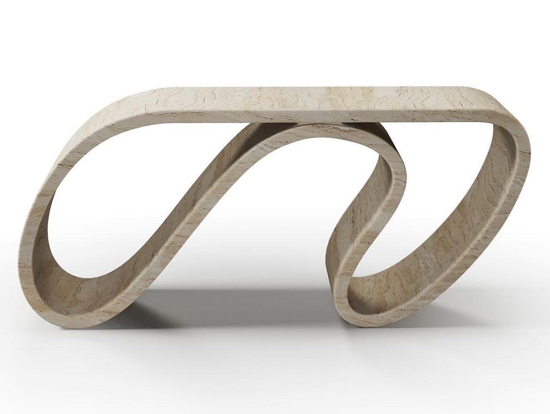 Contemporary Surge Console In Travertine by Neal Aronowitz For Sale