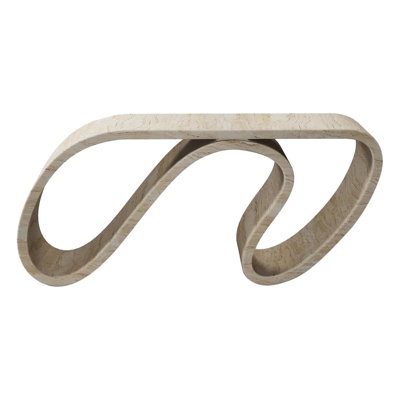 Surge Console Table In Travertine Marble by Neal Aronowitz