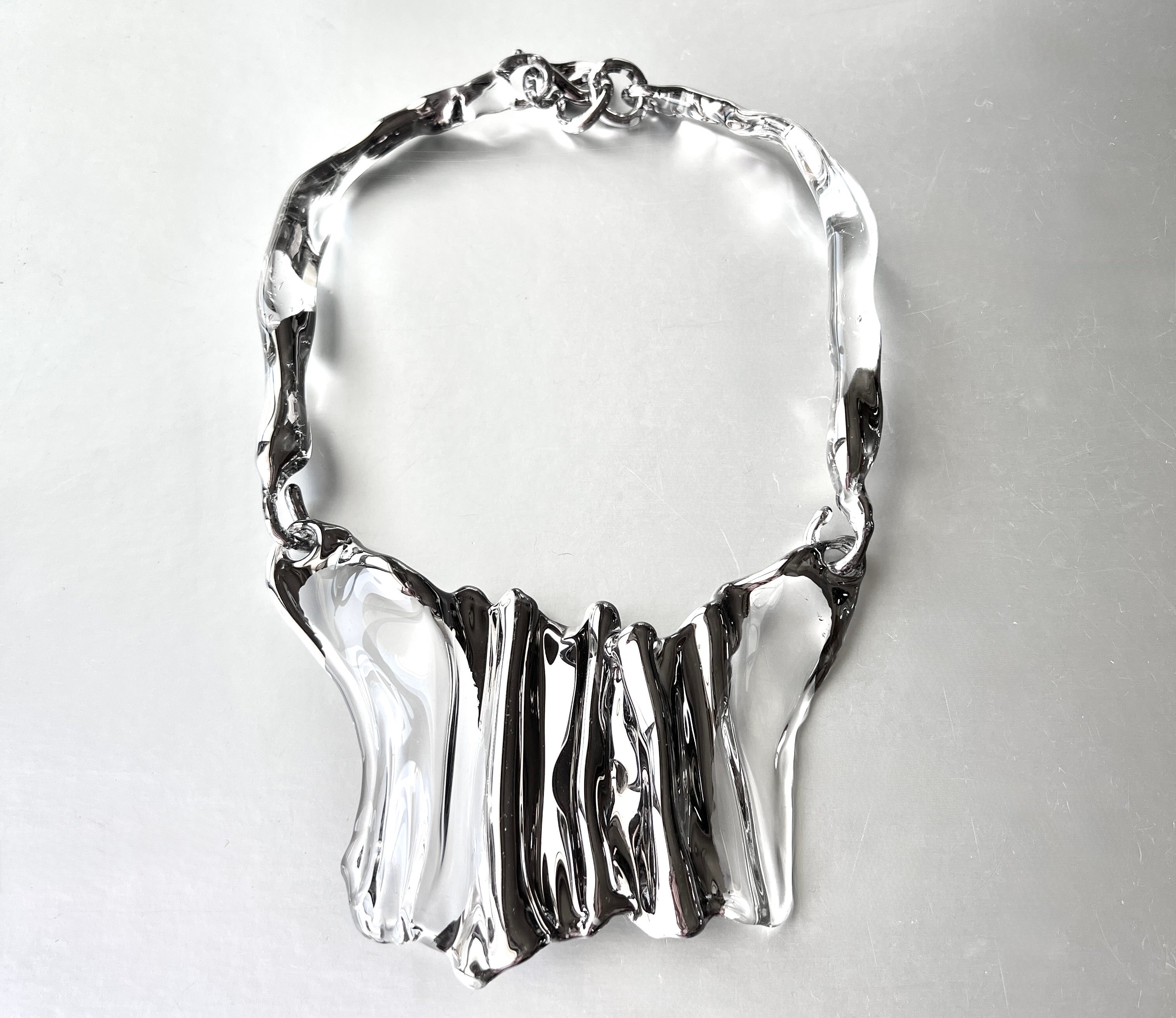 Surge Necklace in Borosilicate Glass & Platinum Liquid by Noriko Herron For Sale