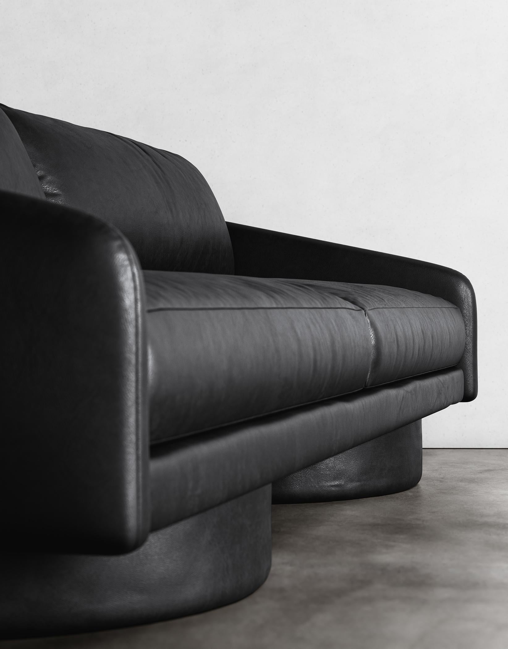 Contemporary SURGE SOFA - Modern Sofa in Black Faux Lambskin For Sale