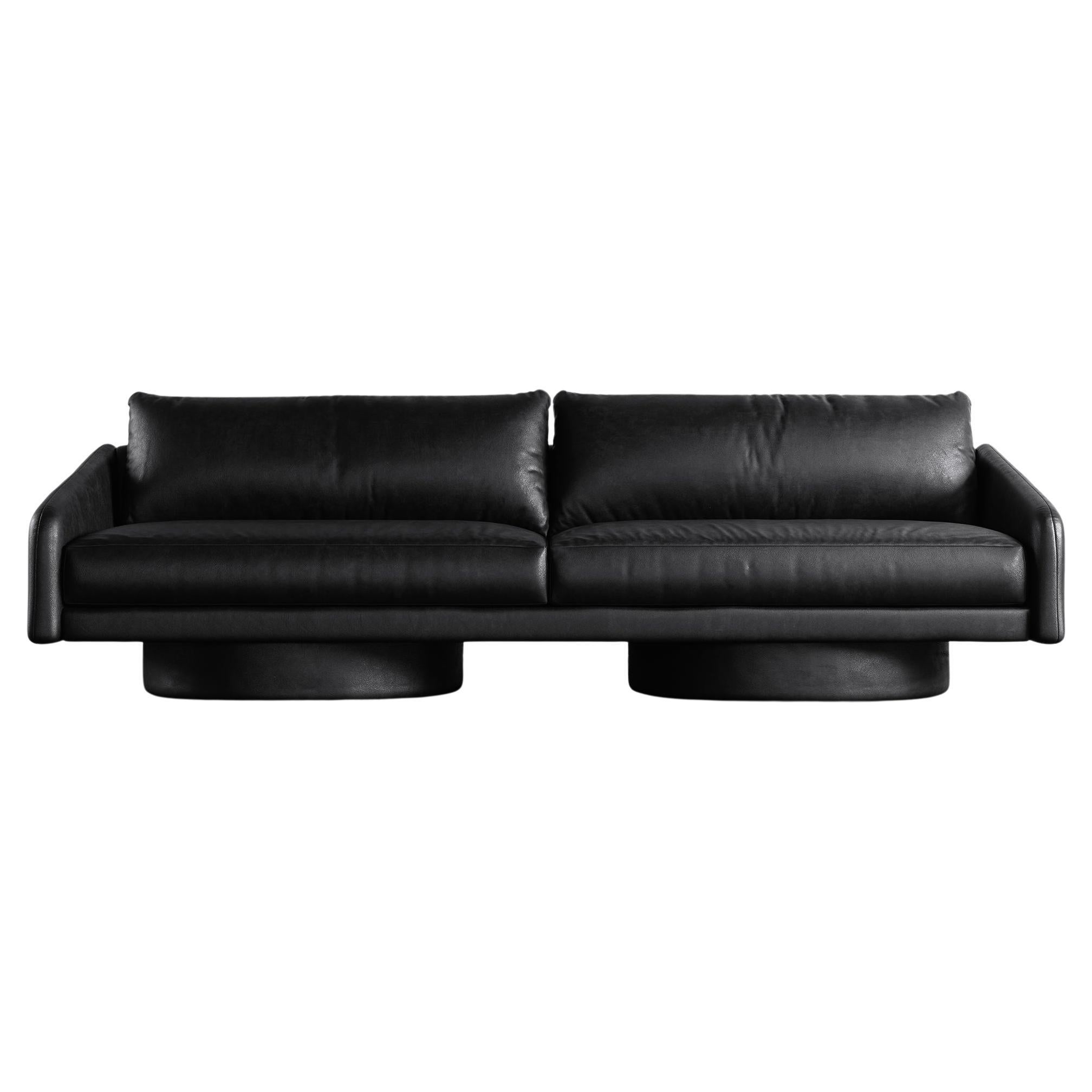 SURGE SOFA - Modern Sofa in Black Faux Lambskin