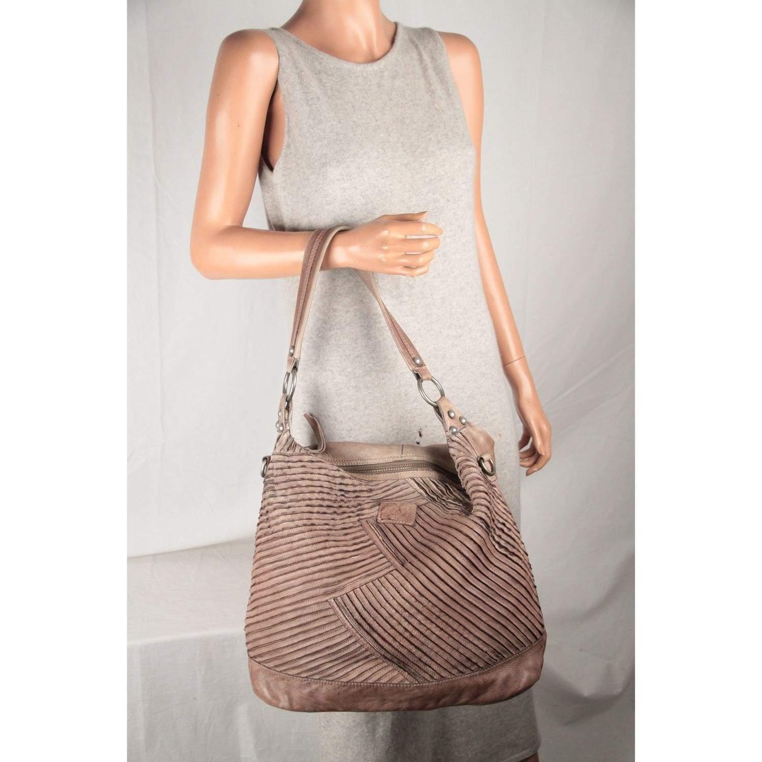SURI FREY Taupe Pintucked Leather MILEY TOTE Shoulder Bag For Sale at  1stDibs