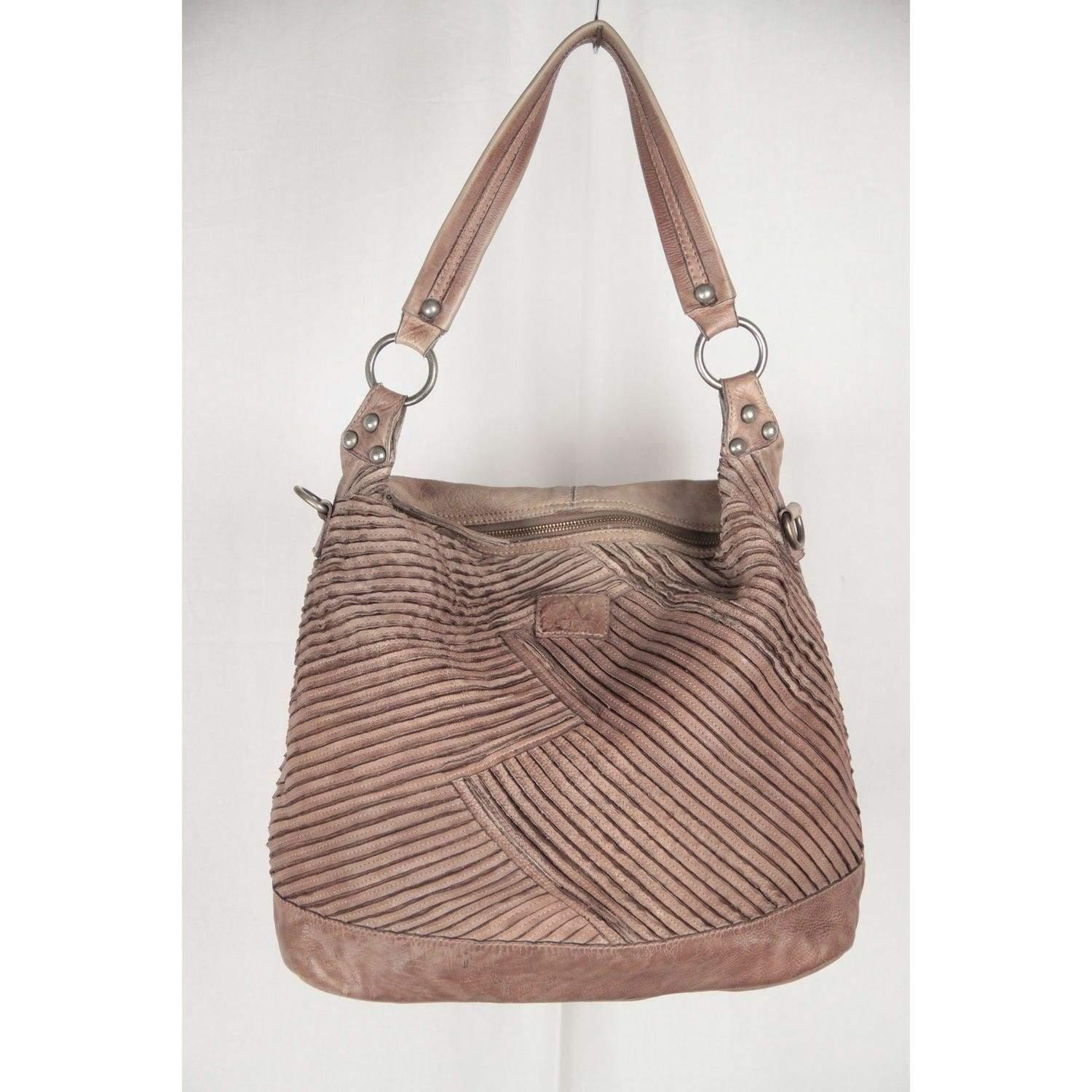 Brown SURI FREY Taupe Pintucked Leather MILEY TOTE Shoulder Bag