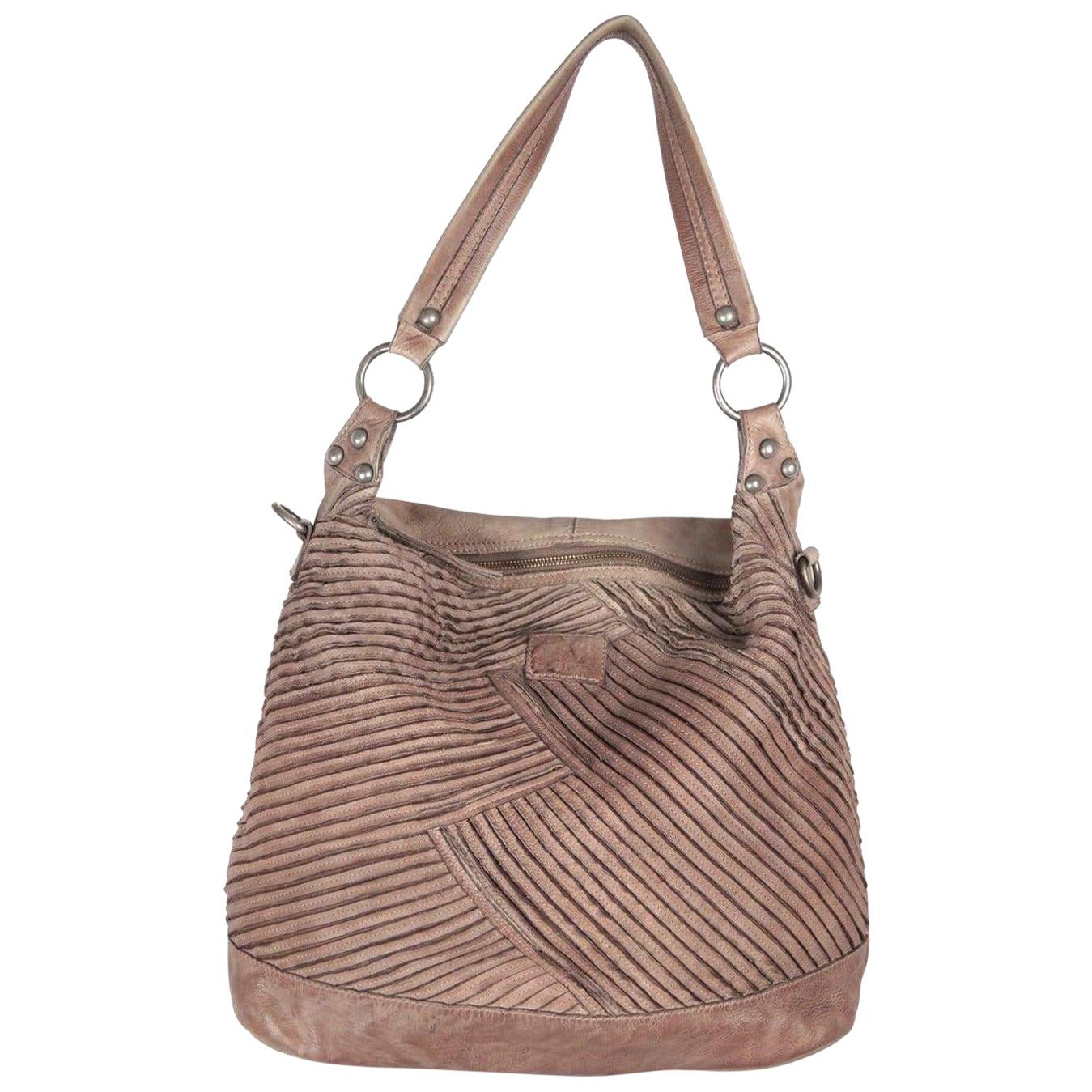 SURI FREY Taupe Pintucked Leather MILEY TOTE Shoulder Bag