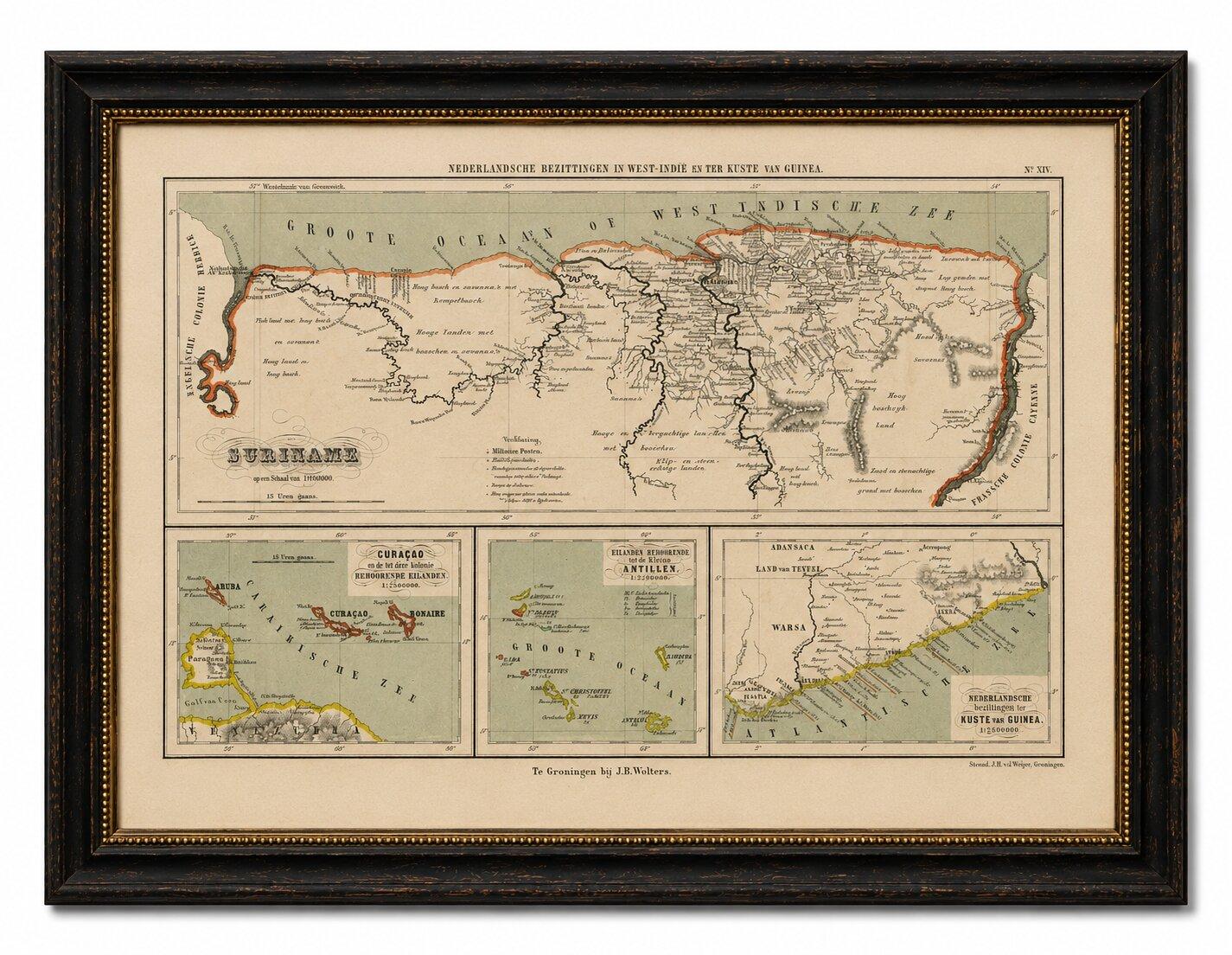 Suriname, Curaçao & Dutch Guinea – Jacob Kuyper Colonial Atlas Map, 1882
