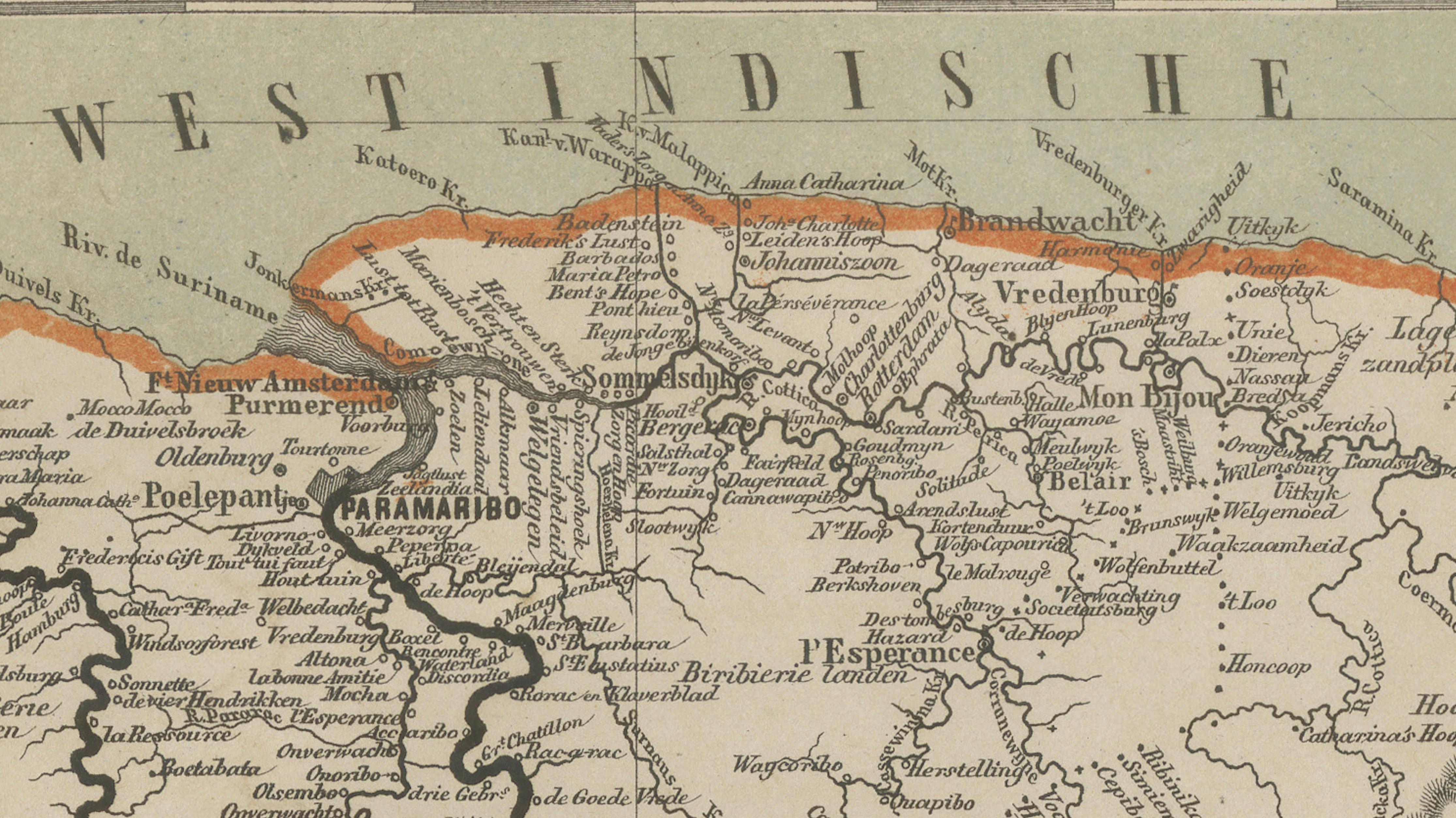 Suriname, Curaçao & Dutch Guinea – Jacob Kuyper Colonial Atlas Map, 1882