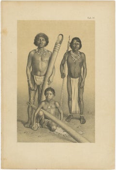Suriname Indigenous People & Tribal Objects - Ethnographic Lithographs 1888