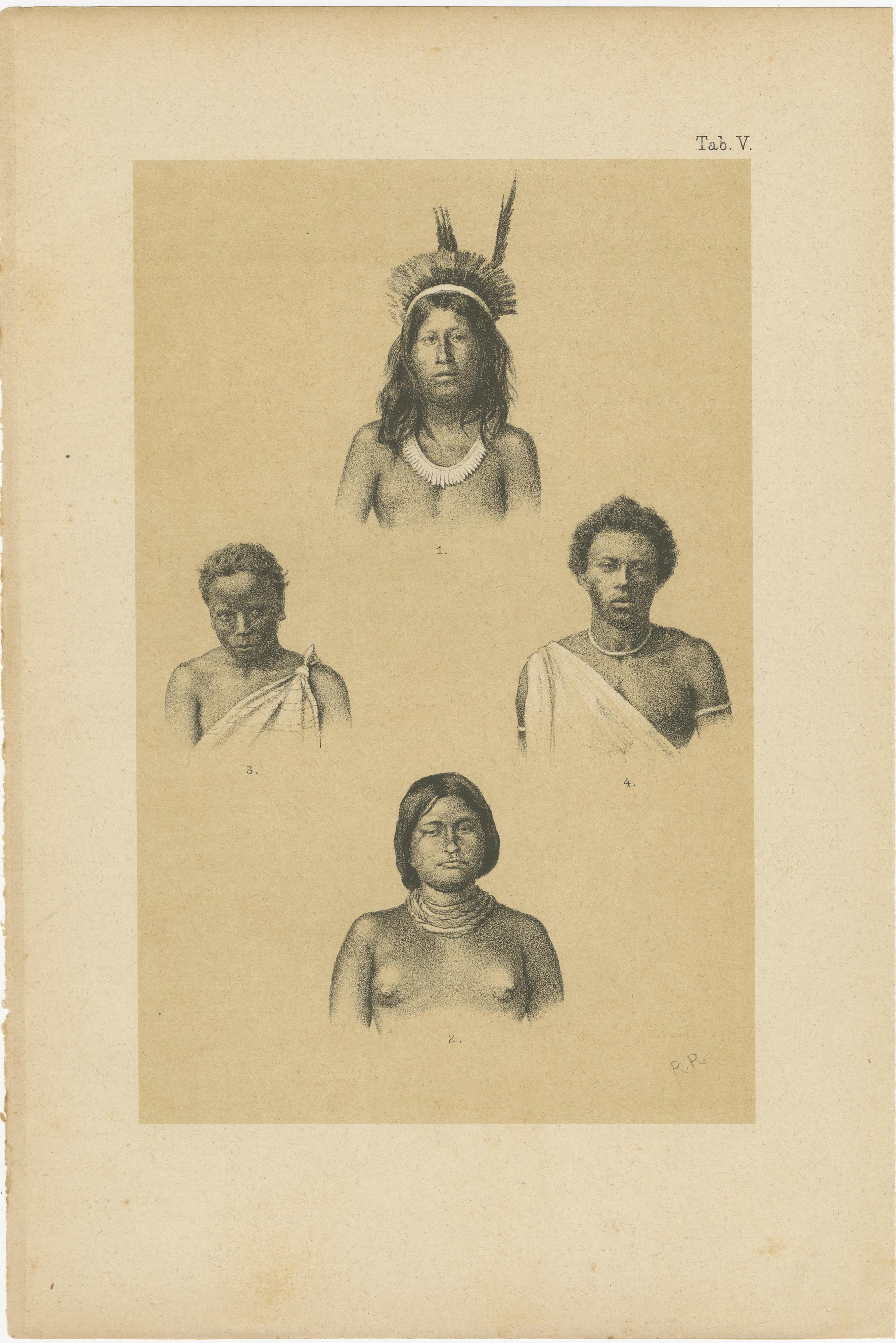 Néerlandais Suriname Indigenous People & Tribal Objects - Ethnographic Lithographs 1888 en vente