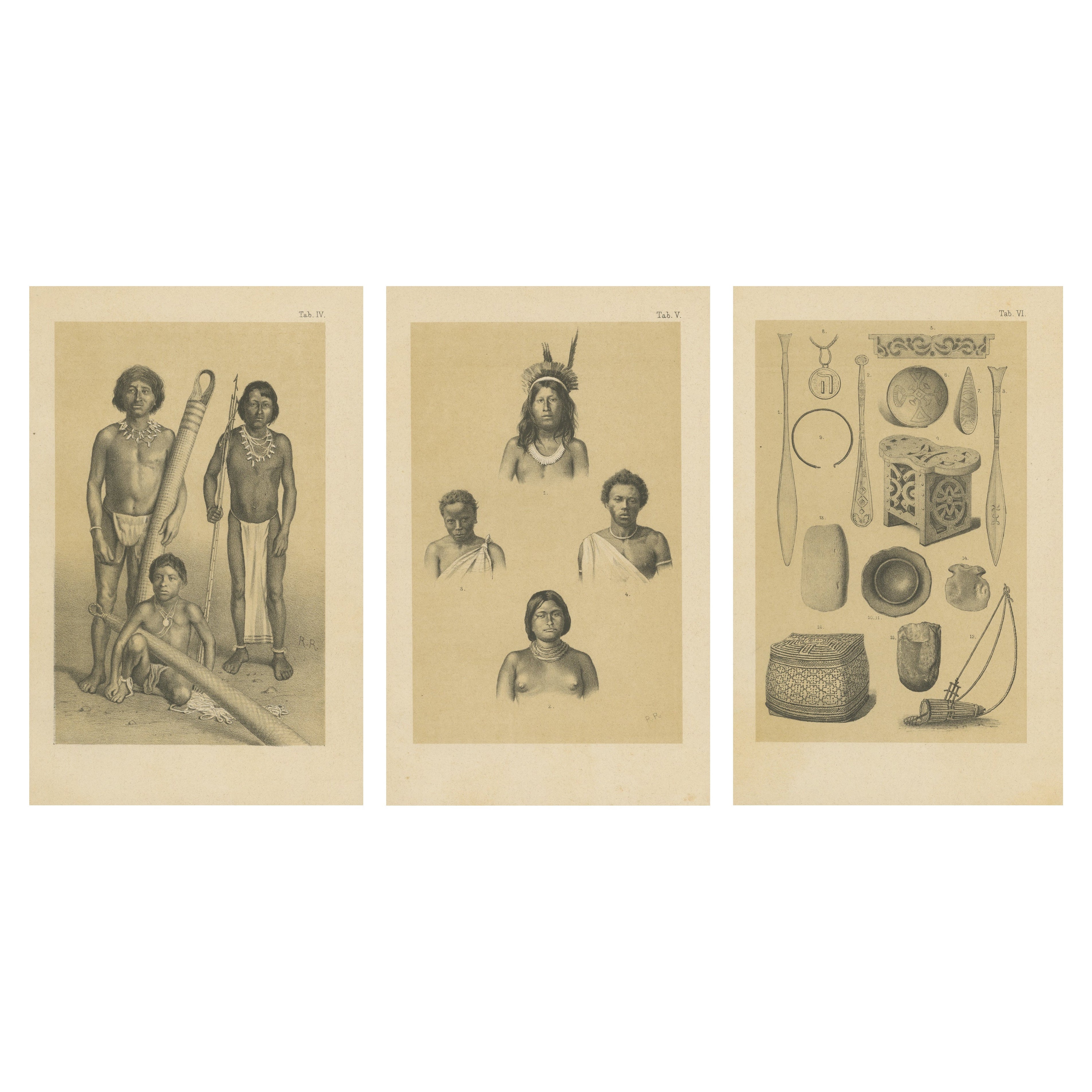 Suriname Indigenous People
Tribal Objects - Ethnographic Lithographs 1888