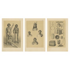 Suriname Indigenous People 
Tribal Objects - Ethnographic Lithographs 1888