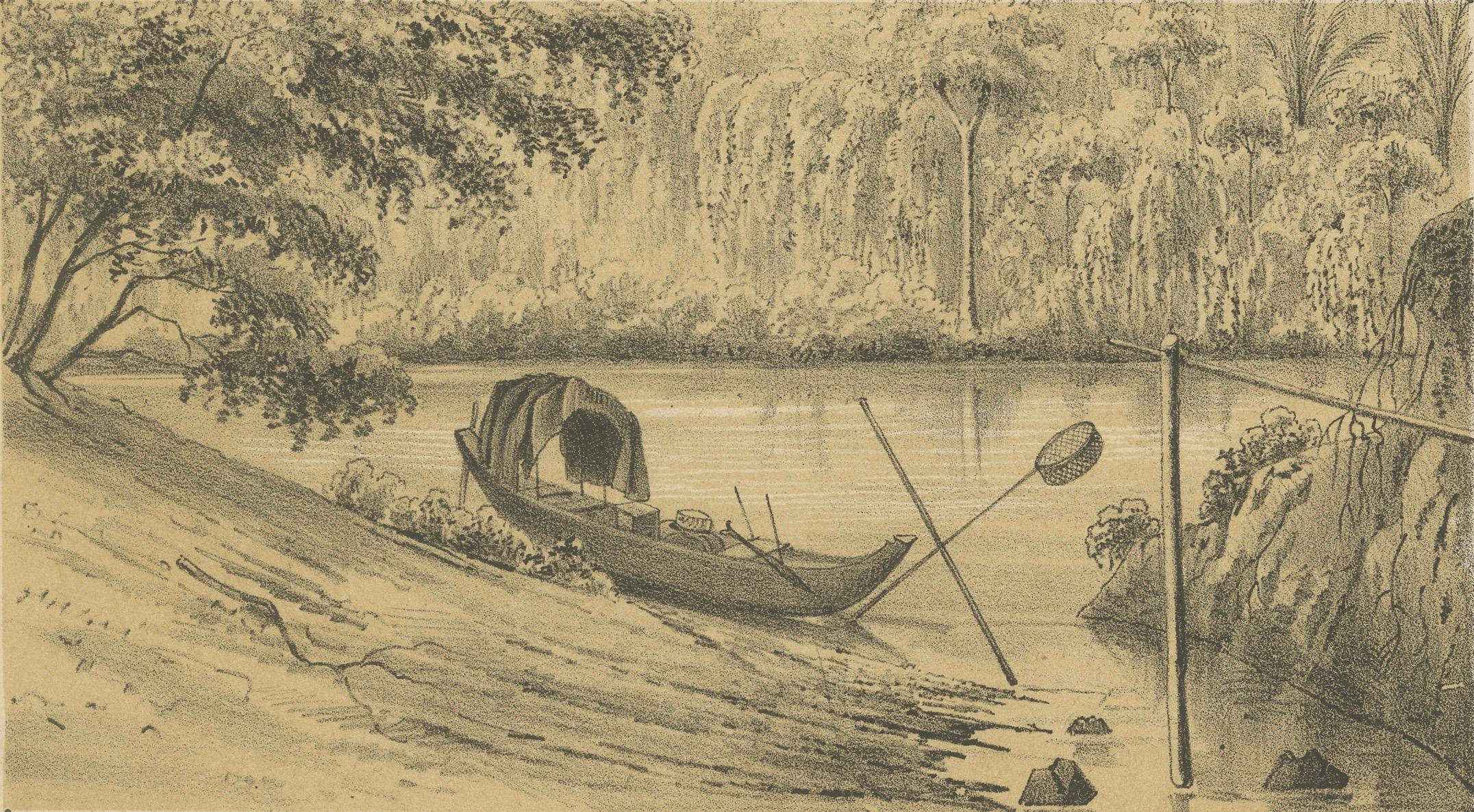Fin du XIXe siècle La vie dans la jungle du Suriname et la pierre sacrée - Paire de lithographies de Karl Martin, 1888 en vente