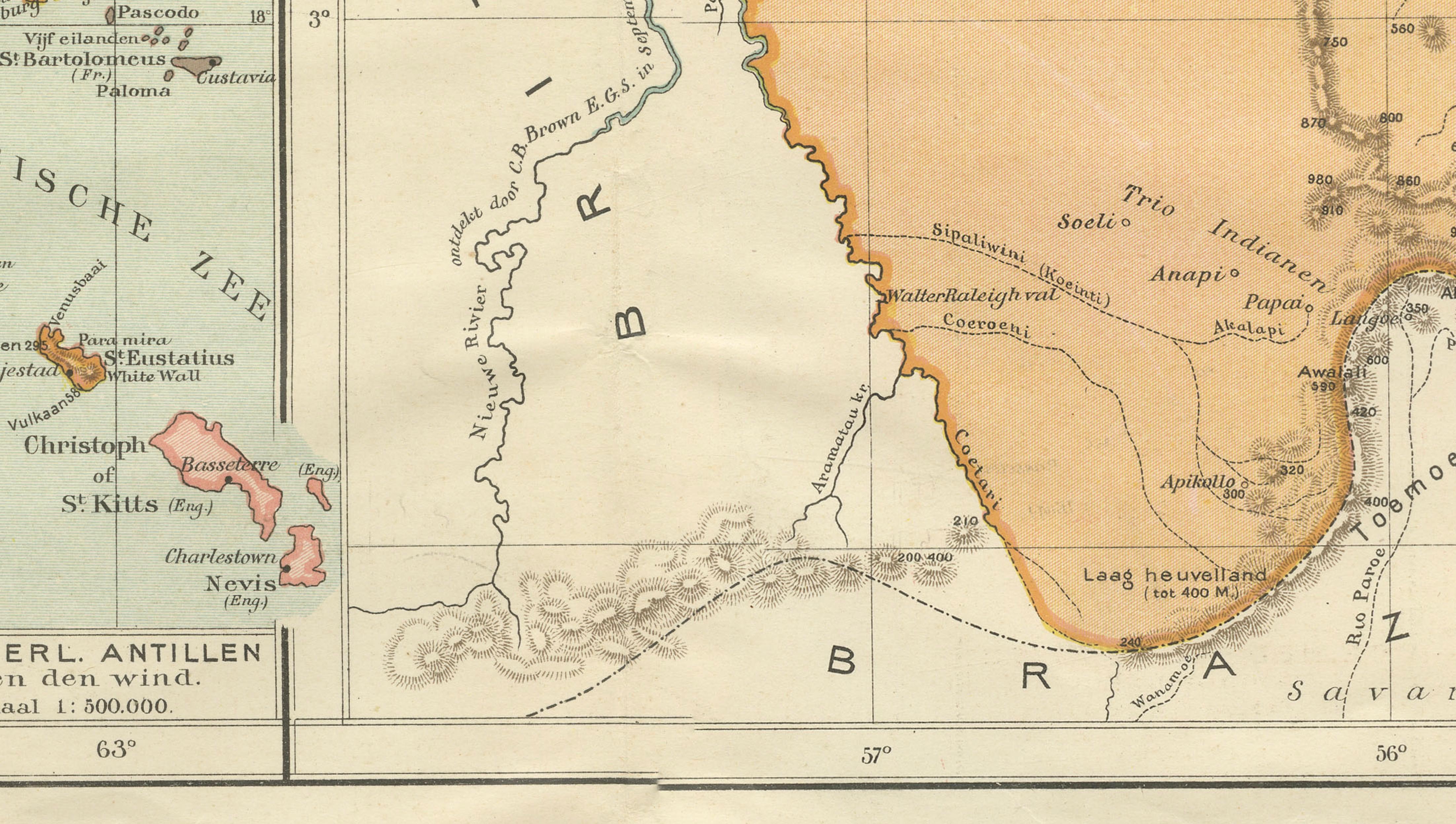 Suriname & the Dutch Antilles – Colonial Atlas Map by W.J. Thieme, c.1905
