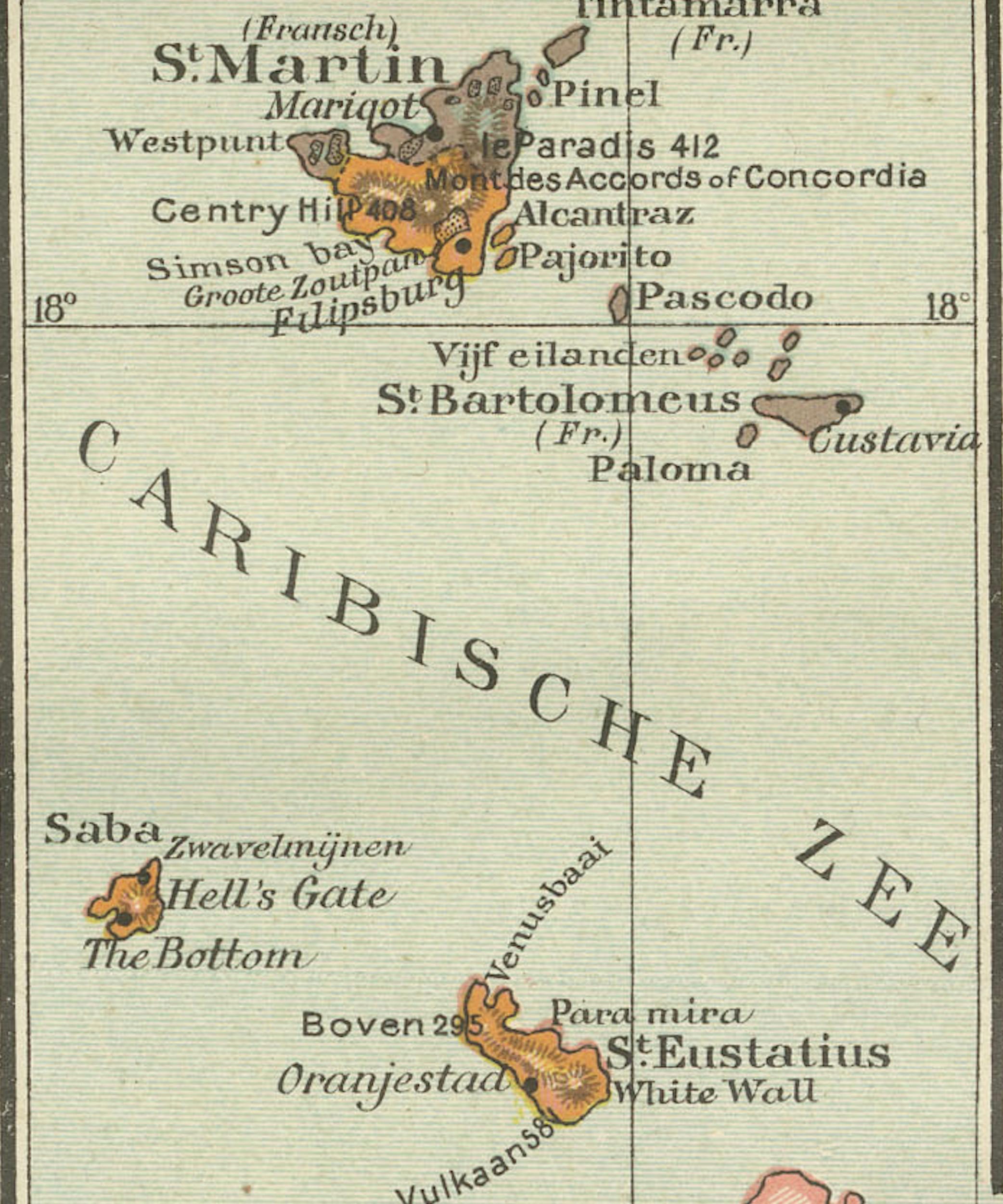 Suriname & the Dutch Antilles – Colonial Atlas Map by W.J. Thieme, c.1905
