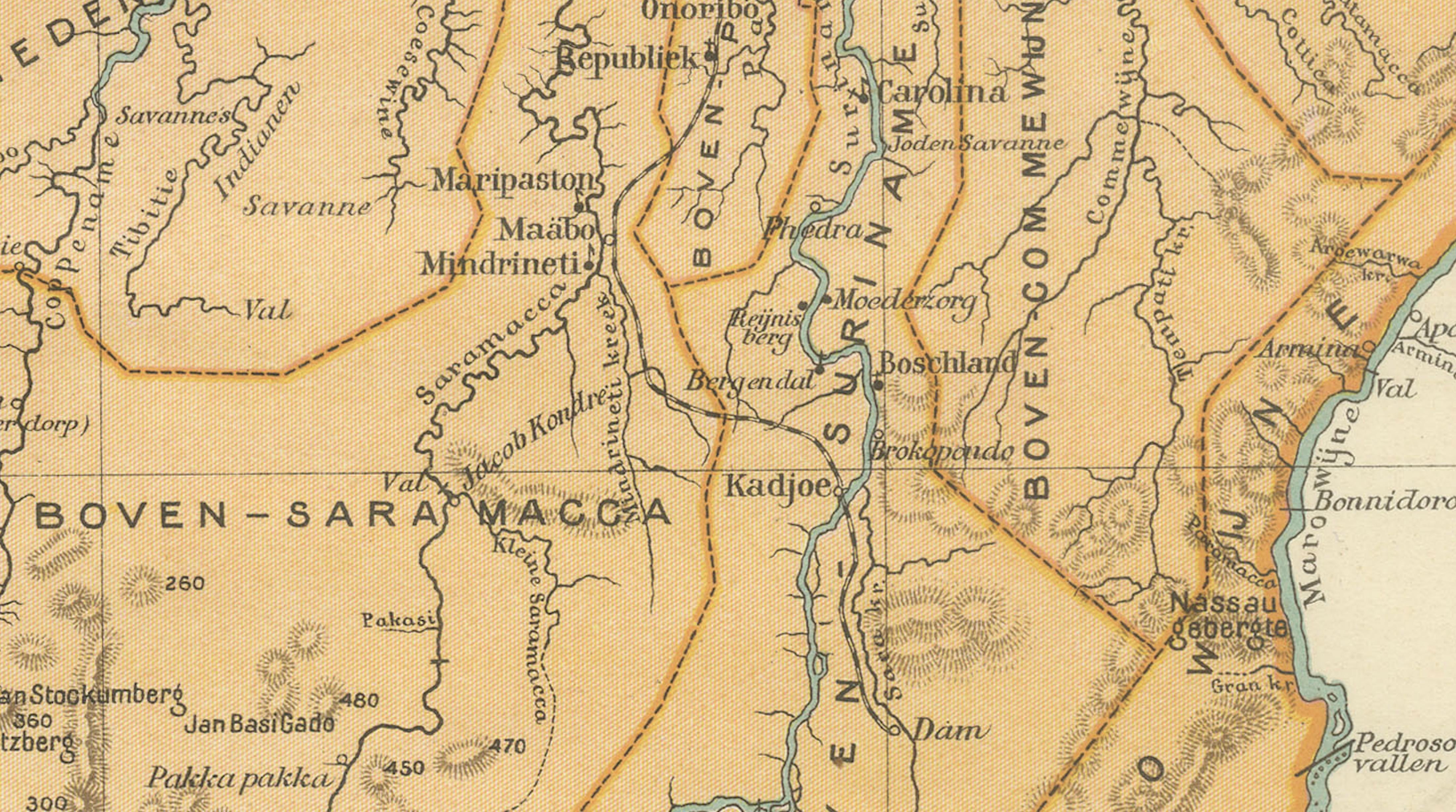 Suriname & the Dutch Antilles – Colonial Atlas Map by W.J. Thieme, c.1905
