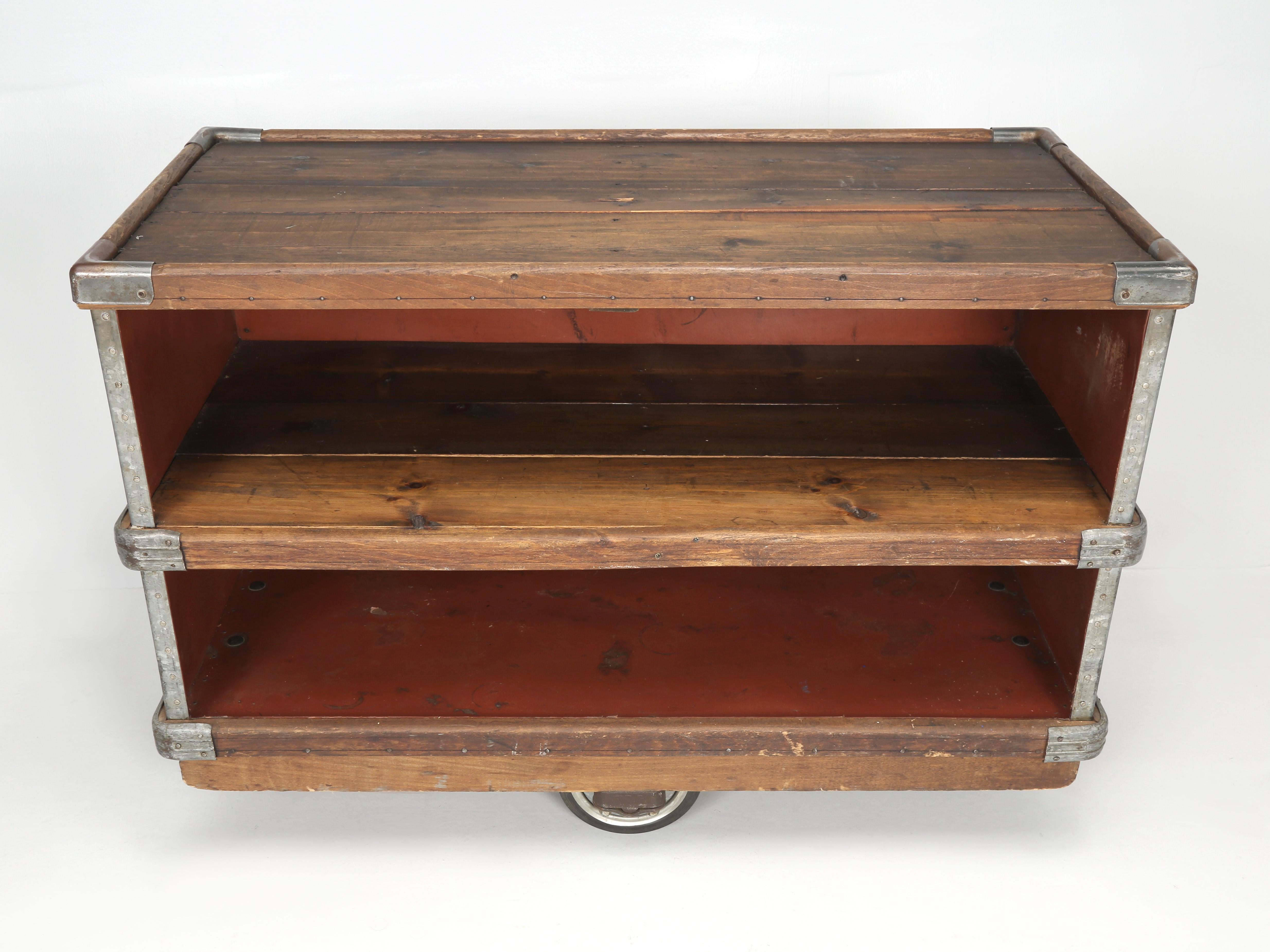 Steel Suroy Industrial Cart on Wheels or Potentially a Sensational Movable Bar Cart