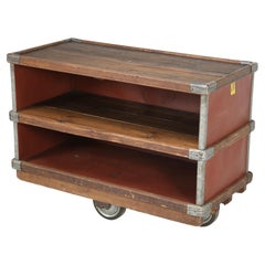 Vintage Suroy Industrial Cart on Wheels or Potentially a Sensational Movable Bar Cart