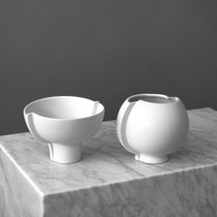 White 'Surrea' Vase and Bowl by Wilhelm Kage for Gustavsberg, Sweden, 1940s