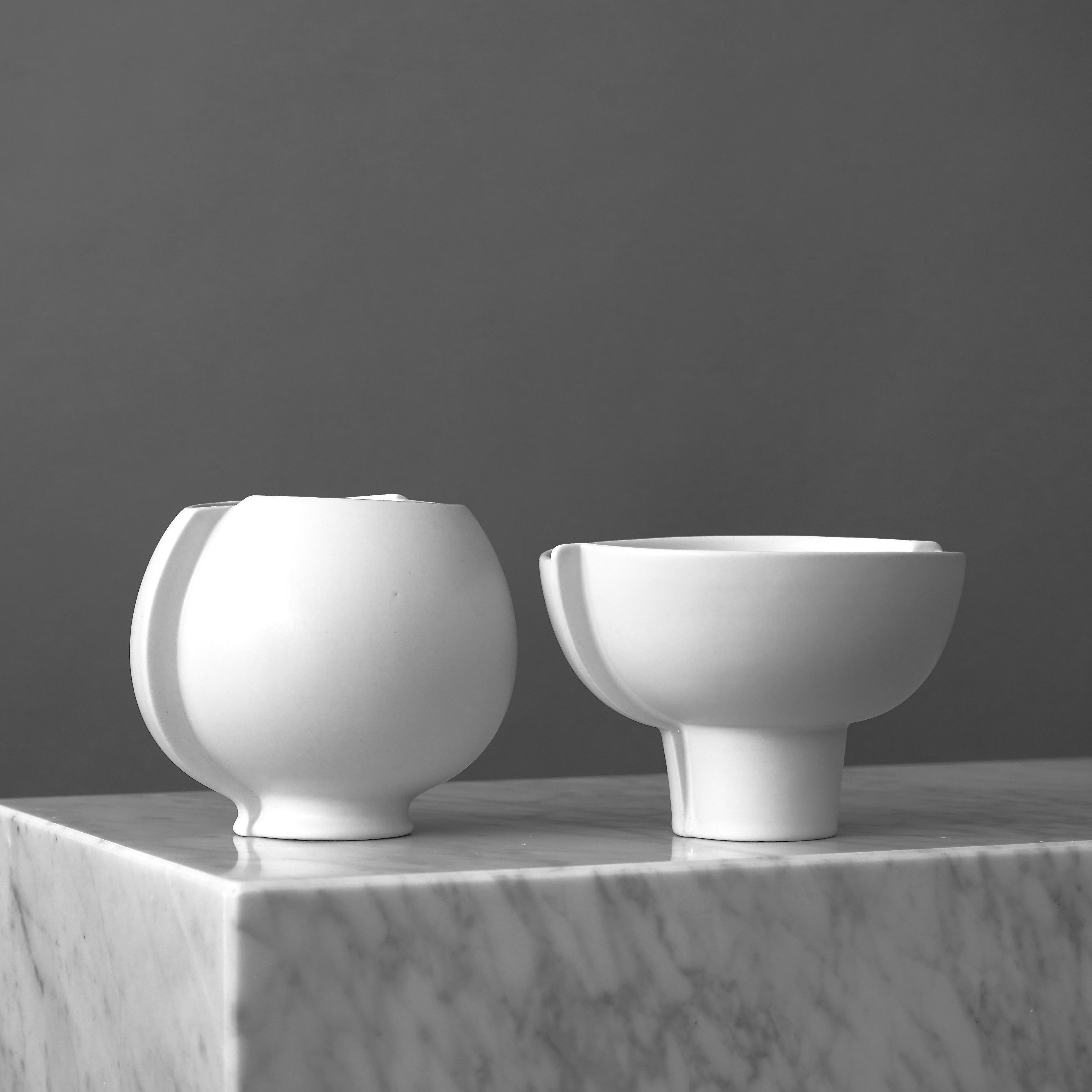 Ceramic 'Surrea' Vase and Bowl by Wilhelm Kåge for Gustavsberg Studio, Sweden, 1950s For Sale