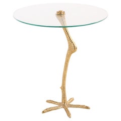 Surreal Brass Bird Leg Drinks Table, in the Manner of Meret Oppenheim.