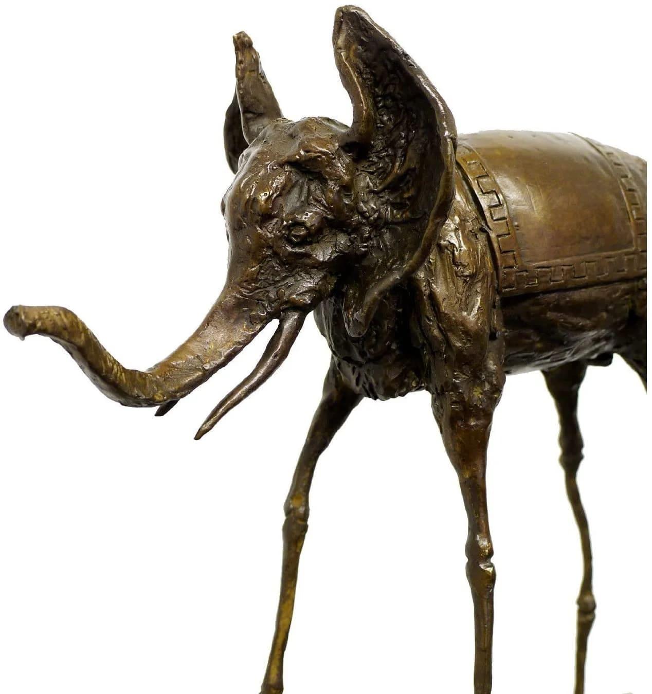 Patinated Surreal Bronze Sculpture - Space Elephant - Salvador Dali For Sale