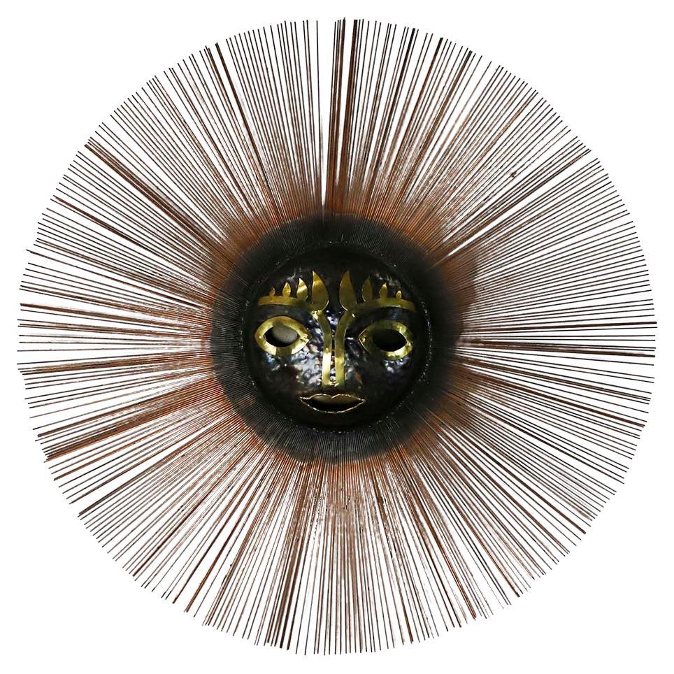 Surreal Brutalist Sun Sculpture in Brass and Bronze by Emaus For Sale