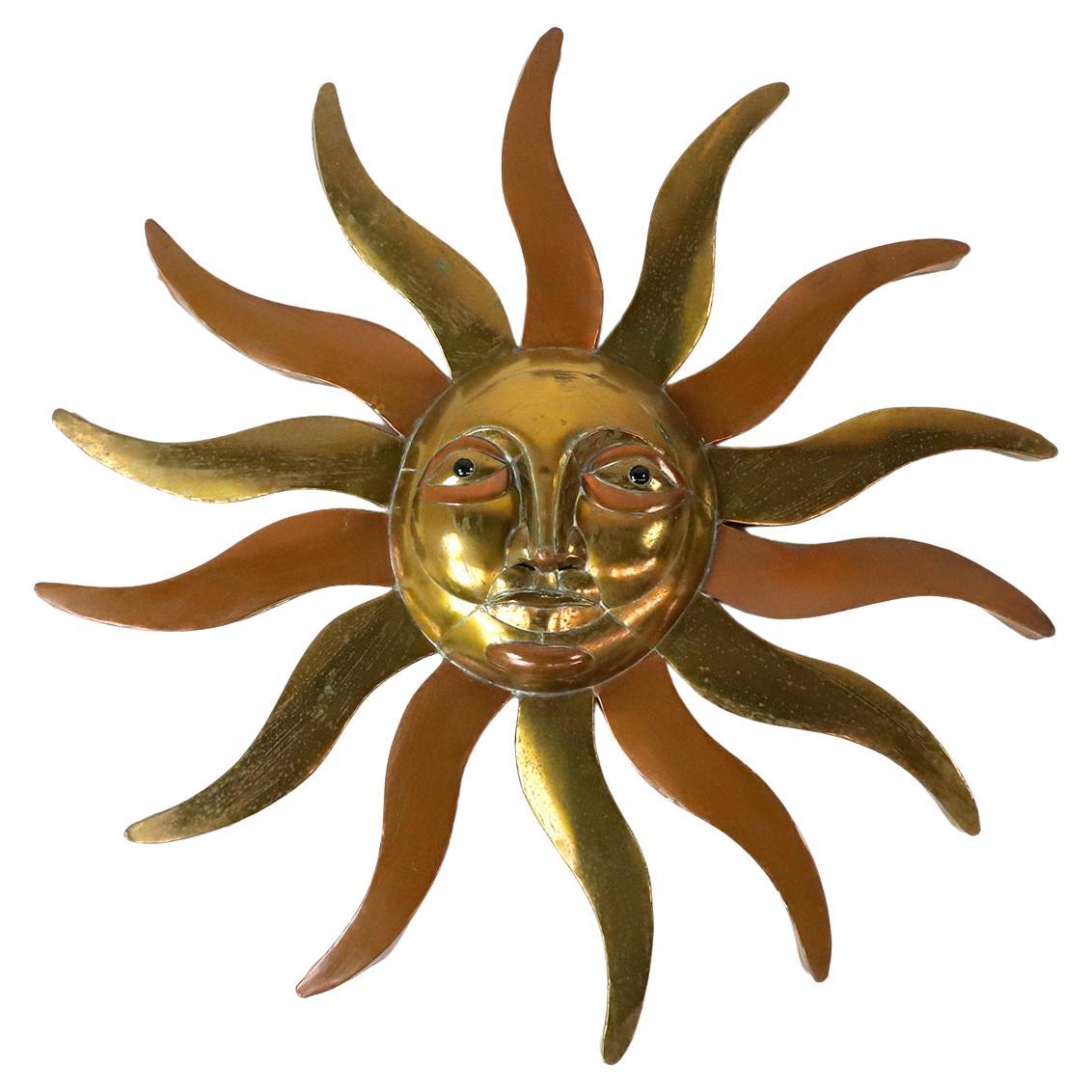 Surreal Brutalist Sun Sculpture in Brass and Bronze by Sergio Bustamante For Sale