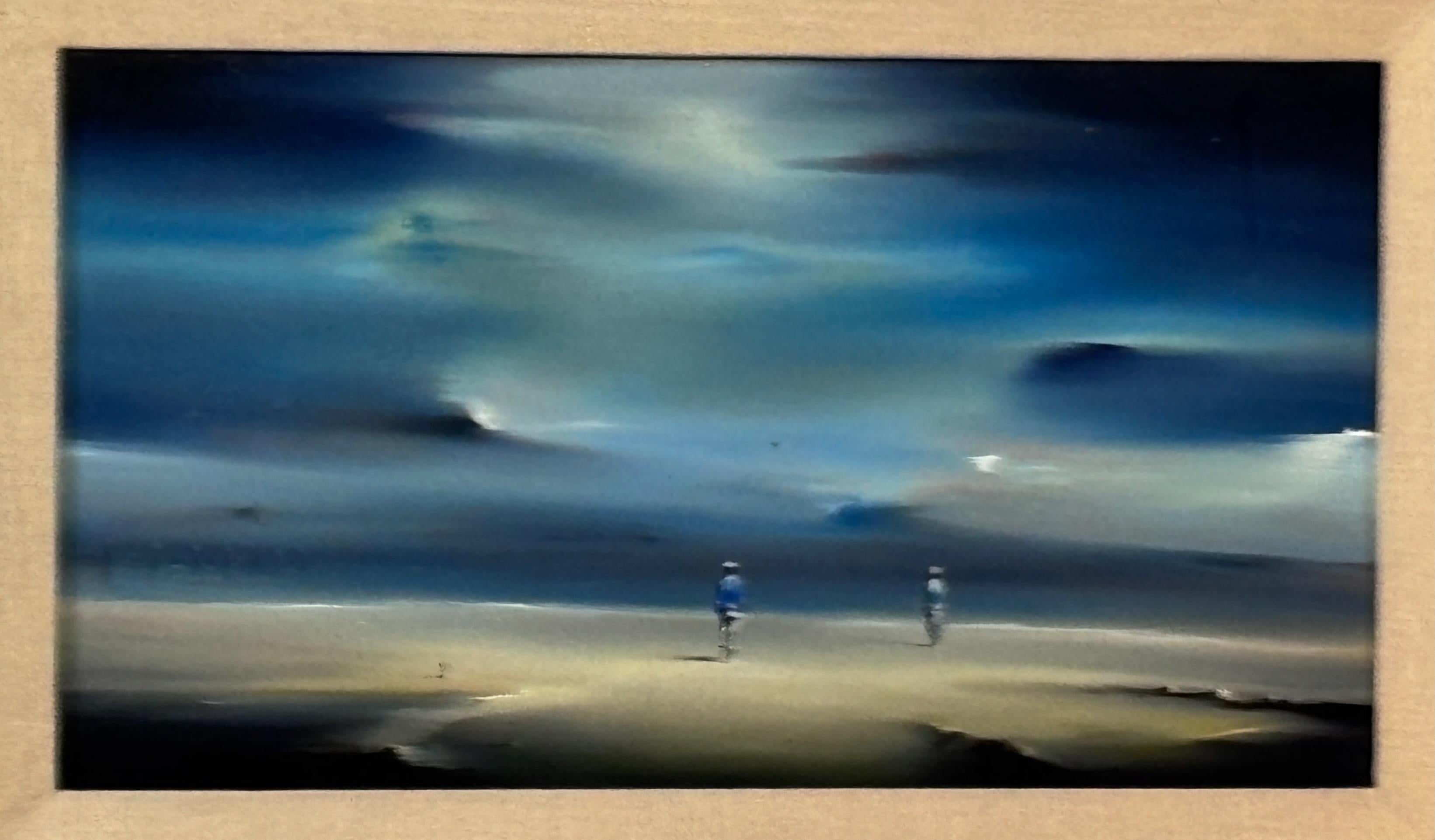 Hand-Painted Surreal California Seascape Painting by Robert Watson, 20th Century For Sale