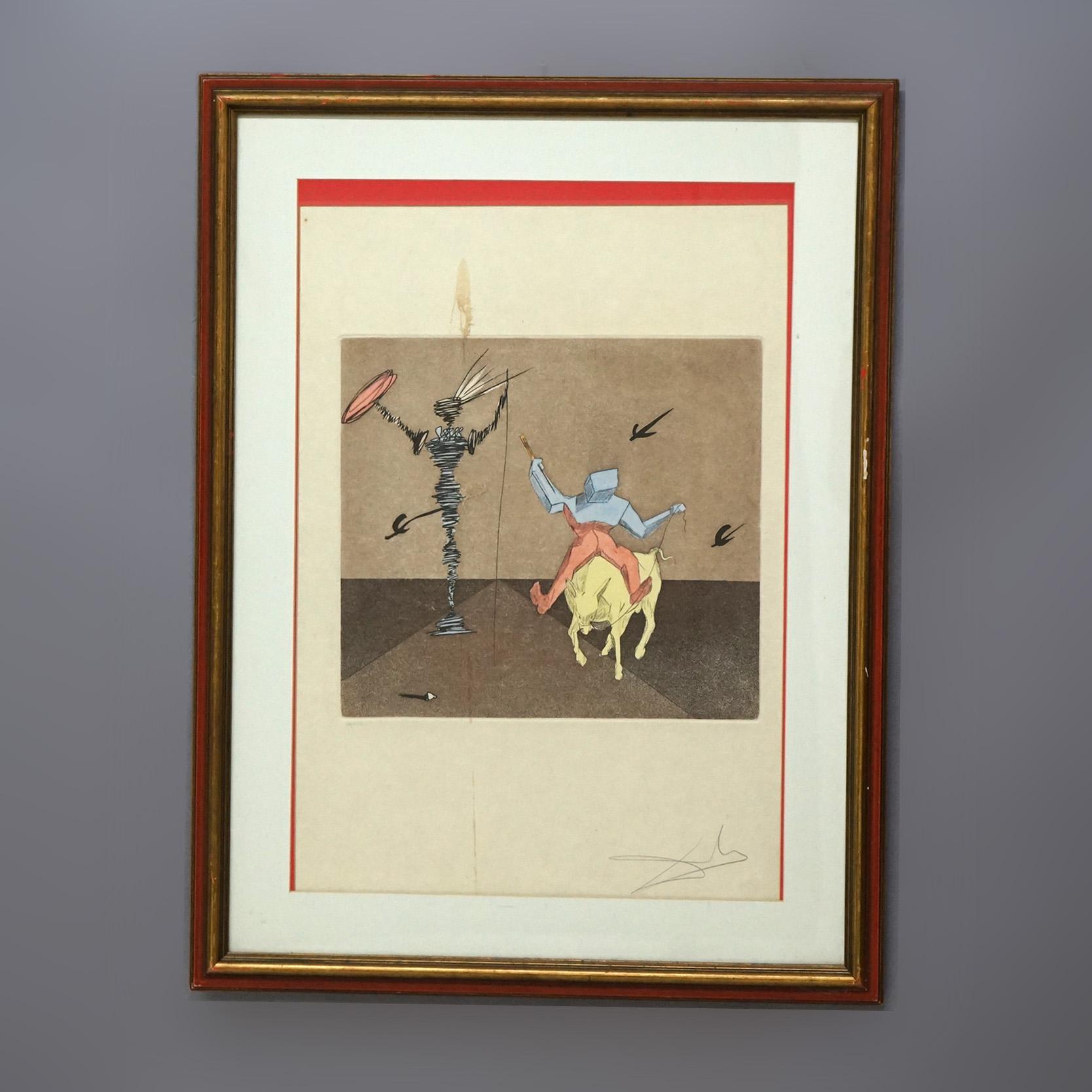 Surreal Lithograph “Master And Squire” by Salvadore Dali Signed & Numbered, Framed, C1960

Measures - 37.5