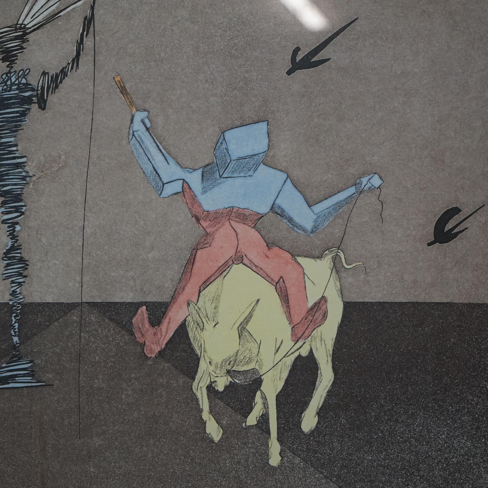 Paper Surreal Lithograph “Master And Squire” By Salvadore Dali Signed & Numbred c1960