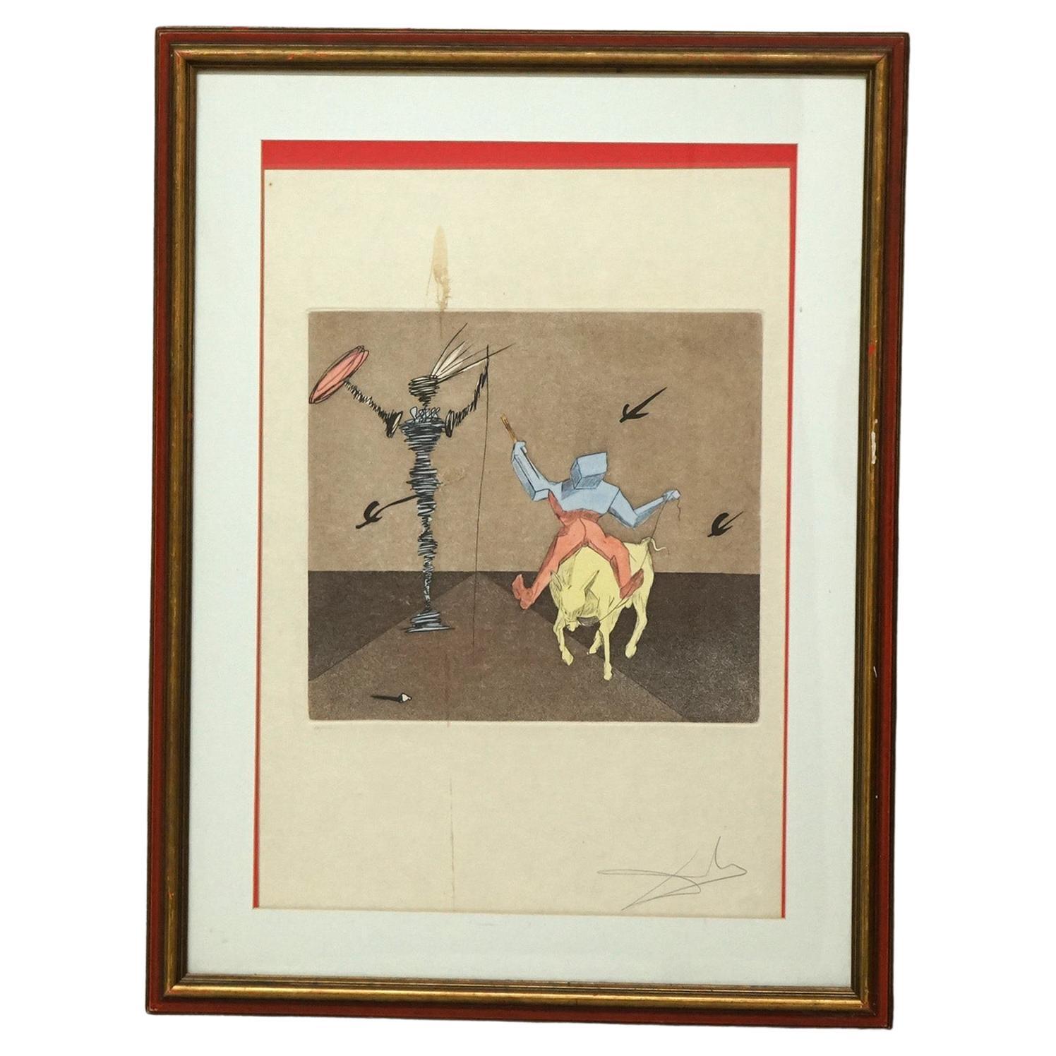 Surreal Lithograph “Master And Squire” By Salvadore Dali Signed & Numbred c1960