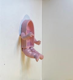 Surreal Scandinavian Baby Body Ceramic Spice Rack in Pink Glaze