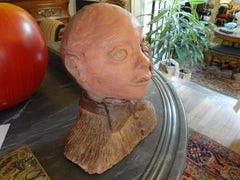 Midcentury Surrealist Terracotta Bust Sculpture