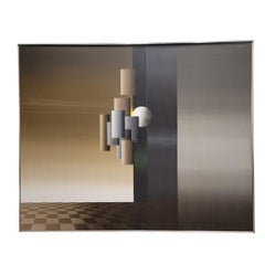 Surrealismo Acrílico sobre lienzo "Paisaje en damero" Andrés Segovia, Argentina