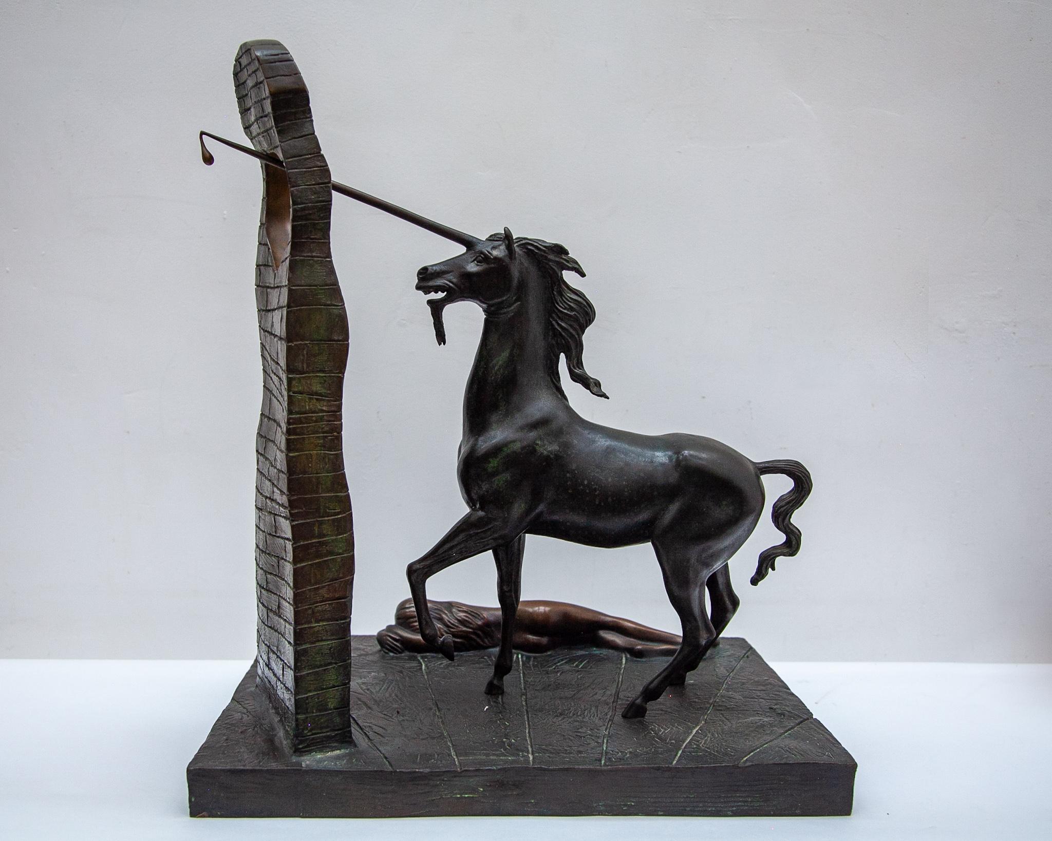 Surrealism Bronze Sculpture Unicorn by Dali 1984 7