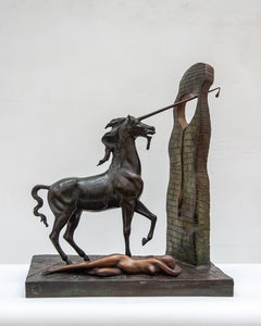 Surrealism Bronze Sculpture Unicorn by Dali 1984