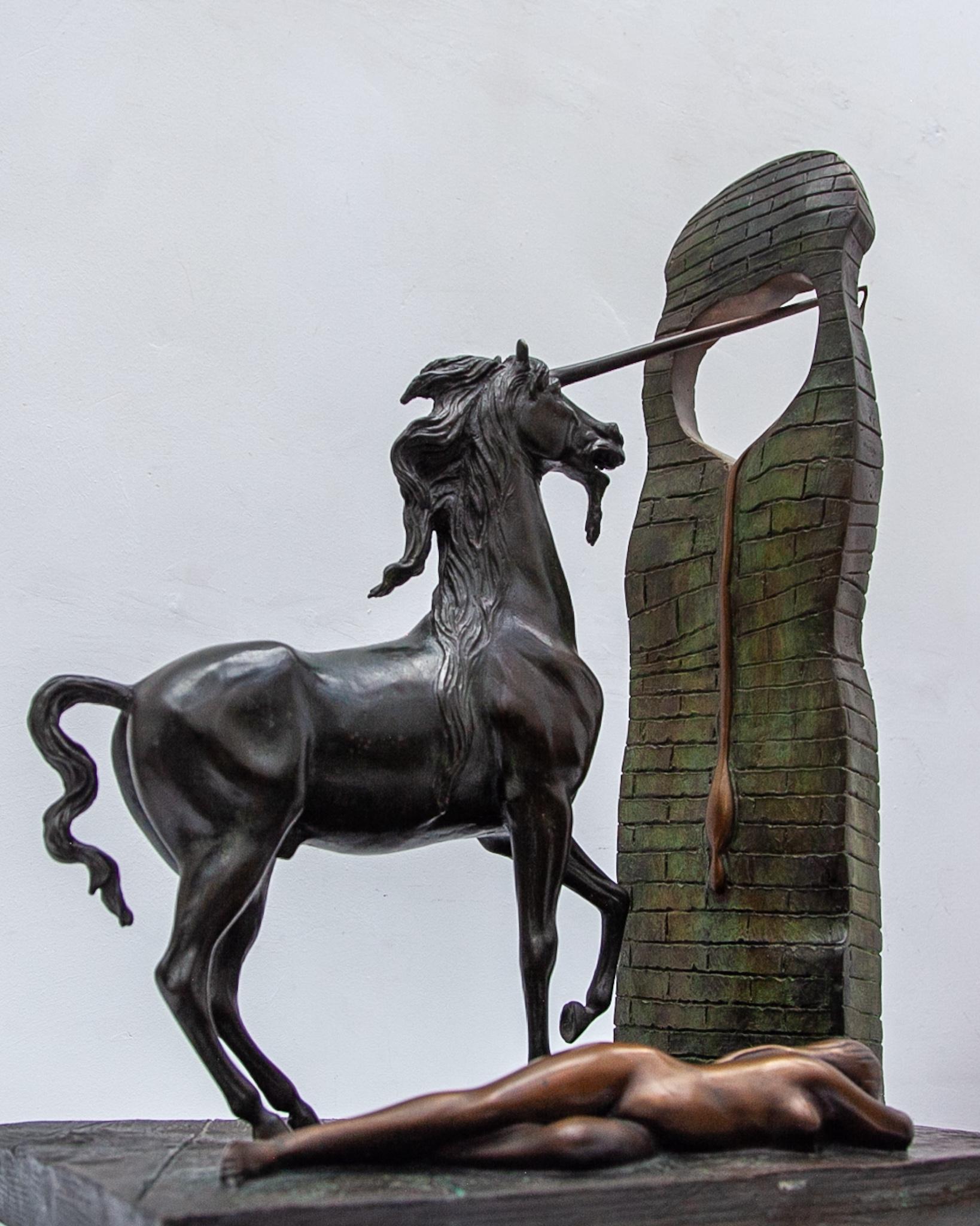 20th Century Surrealism Bronze Sculpture Unicorn by Dali 1984