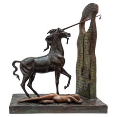 Surrealism Bronze Sculpture Unicorn by Dali 1984
