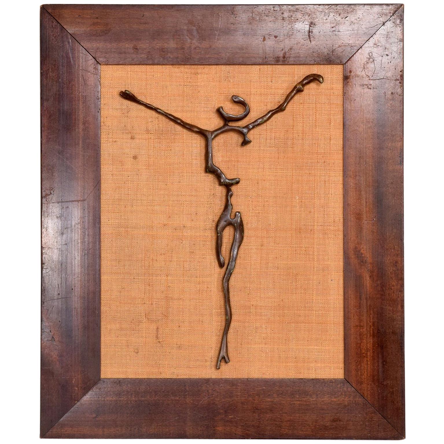 Sculpture Savior of Auschwitz Framed Bronze Cross by Mathias Goeritz Mexico