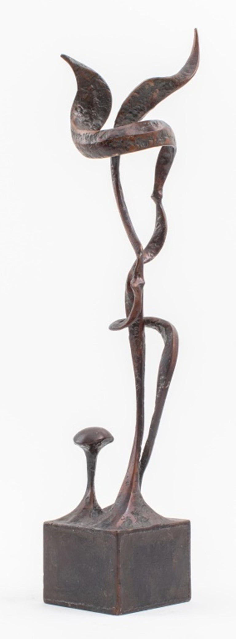 Surrealist Abstract Bronze Plant Sculpture For Sale at 1stDibs