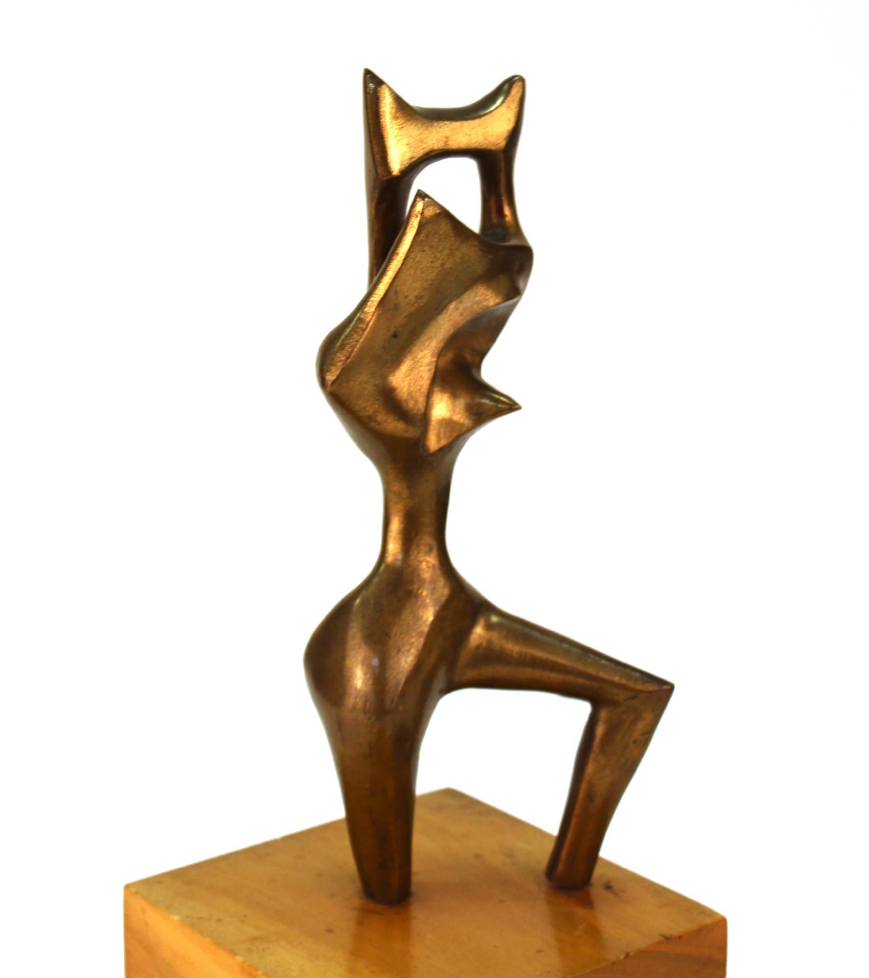 Surrealist Abstract Patinated Bronze Sculpture in Manner of Wifredo Lam In Good Condition For Sale In New York, NY