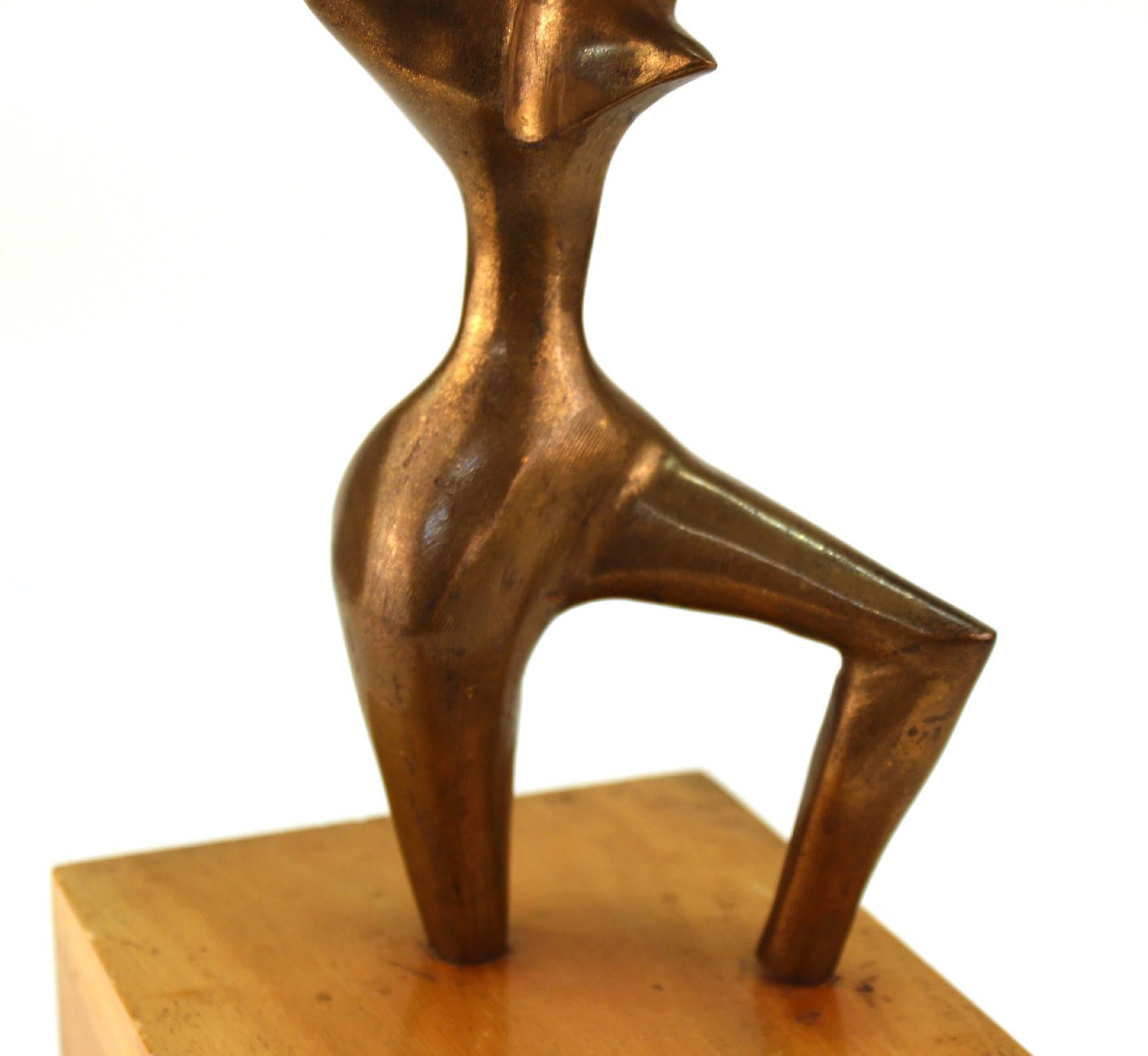 Surrealist Abstract Patinated Bronze Sculpture in Manner of Wifredo Lam For Sale 1